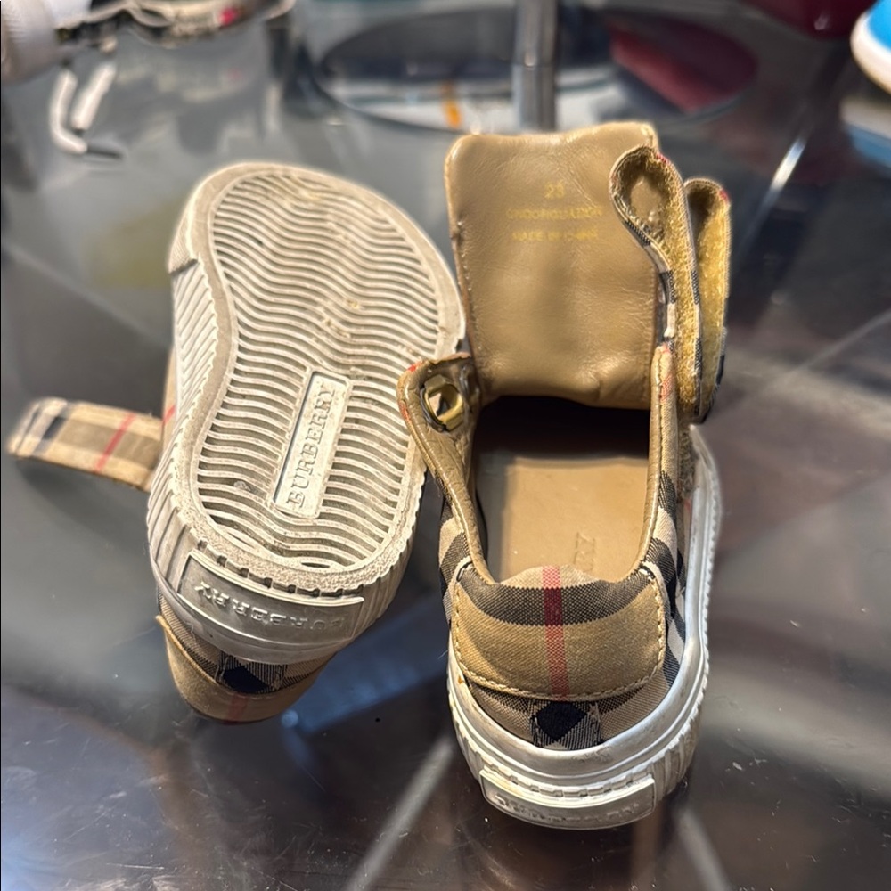 Burberry Kids' Beige Plaid Sneakers